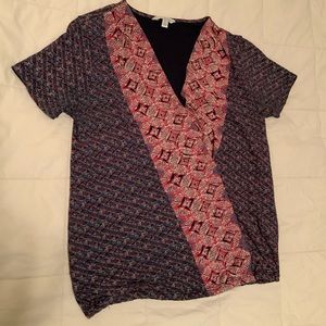 Lucky Brand Cotton Modal Blend Faux Wrap Knit Top Size S